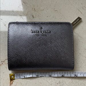 Kate Spade Saffiano Leather Metallic silver wallet
